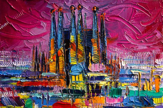 BARCELONA COLORS Modern Impressionist Stylized Cityscape