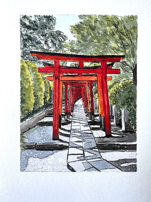 Torii Gates, Nezu Shrine, Tokyo by Kaz  Jones