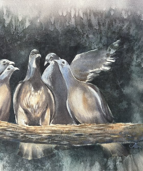 Birds on branch