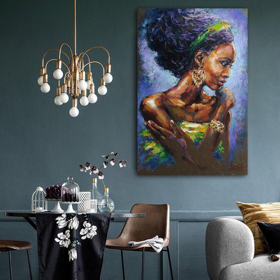 African woman, portrait, painting original