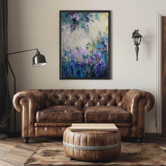 Lilac Waterfall. Abstract Floral Landscape