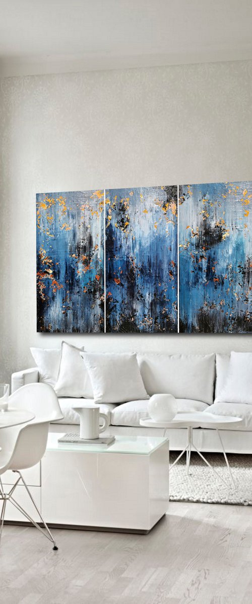 150x100cm. / Abstract triptych / Abstract 1276 by Alex Senchenko