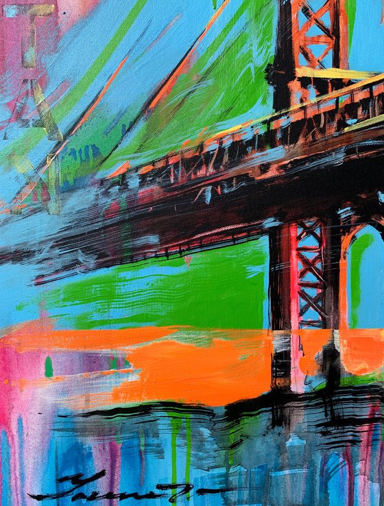 Bright painting - "Manhattan bridge" - USA - Urban Art - Manhattan - Bridge - Street Art - New York - City