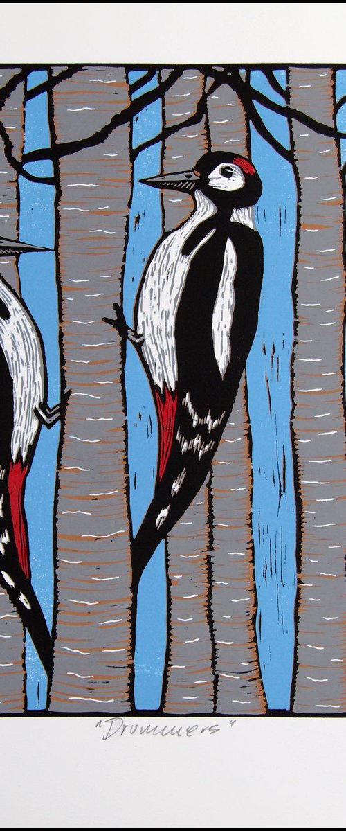 Woodpecker Drummers by Mariann Johansen-Ellis