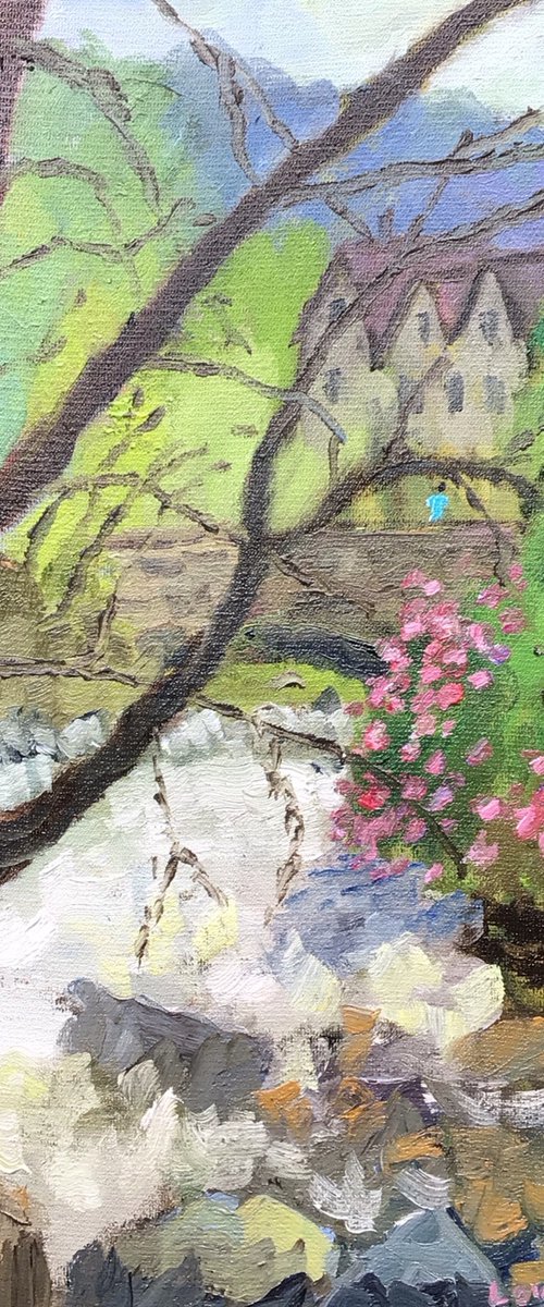Betwys y Coed waterfalls by Julian Lovegrove Art