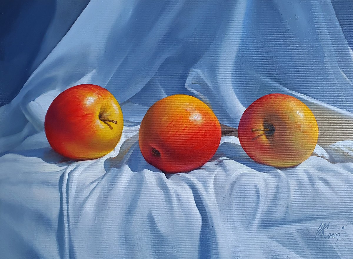 Photorealistic Oil Painting , Still Life With Apples/14 By Kolodyazhniy Sergey, 16 X 12, Artwork For Sale On Artfinder