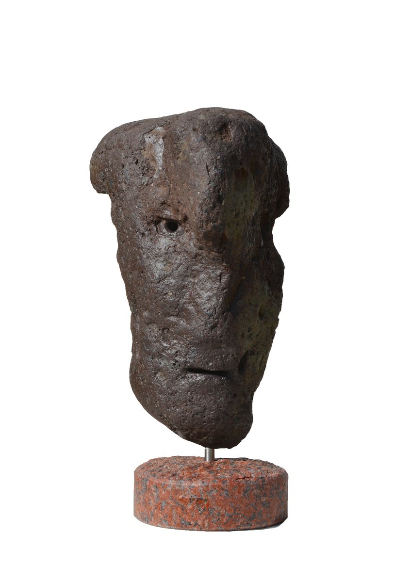 Expressive Portrait Stone Sculpture By Ognyan Chitakov, 6 X 16", "Ares", Original Artwork