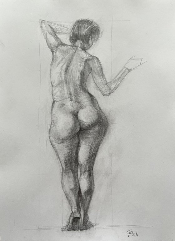 Nude woman figure from behind