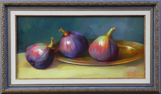 "Still life. Figs" Original art Framed