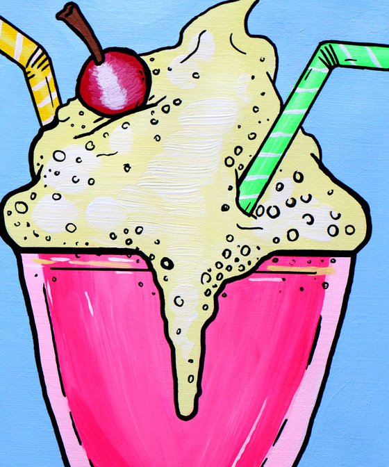 Milkshake Pop Art Painting On A4 Paper
