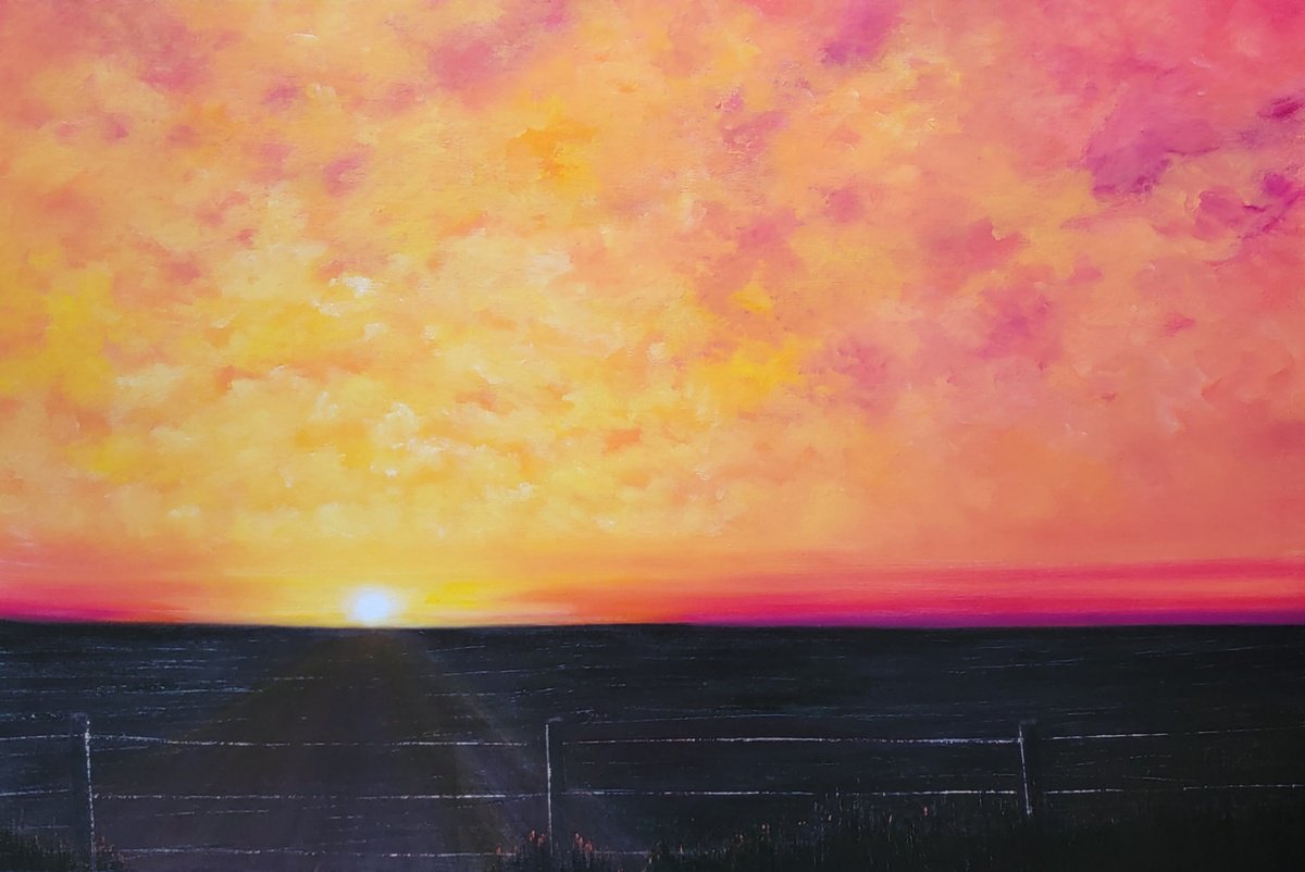 Impressionistic Landscape Oil Painting By Faith Patterson, 36 X 24, Private Sunrise, Original Artwork