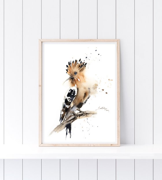 Hoopoe Bird Watercolor Painting