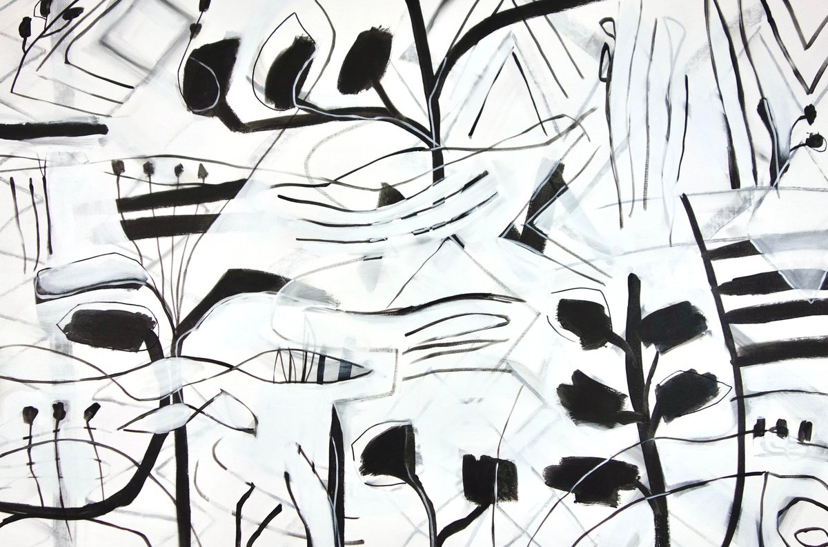 Organic Abstract Acrylic Painting By Michelle Louis, 55 X 36", Walking Into Wild, Original Artwork