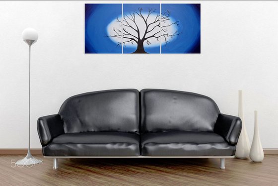 Tree of life on Blue abstract painting