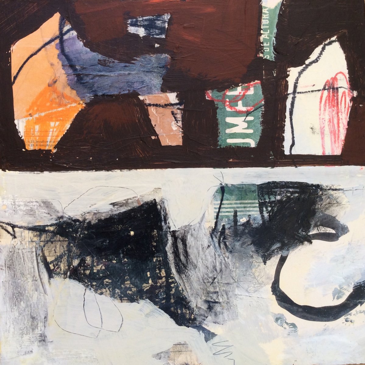 Abstract Acrylic Painting By Linda Coppens, 12 X 12", Duality Iv, Original Artwork