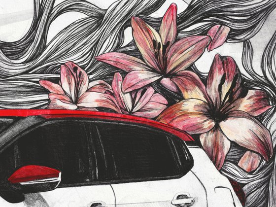 Cars: Citroen C3 with pink lilies