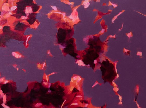 Violet, pink and red floral abstraction, impressionism inspired UNSTRETCHED