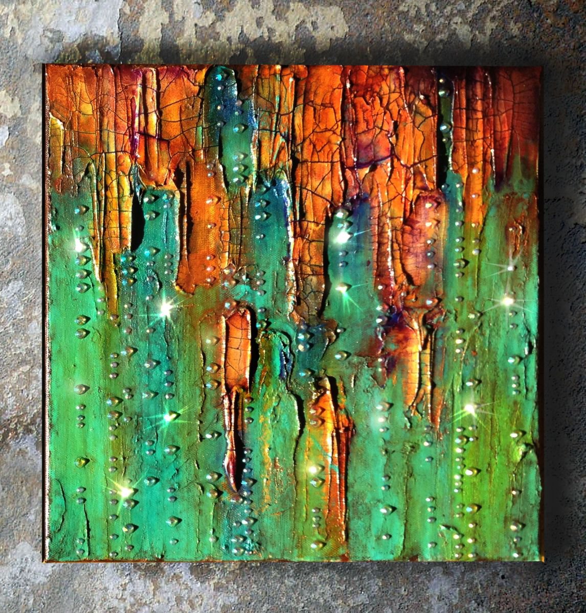 Abstract painting, mixed media canvas, called Em Artfinder