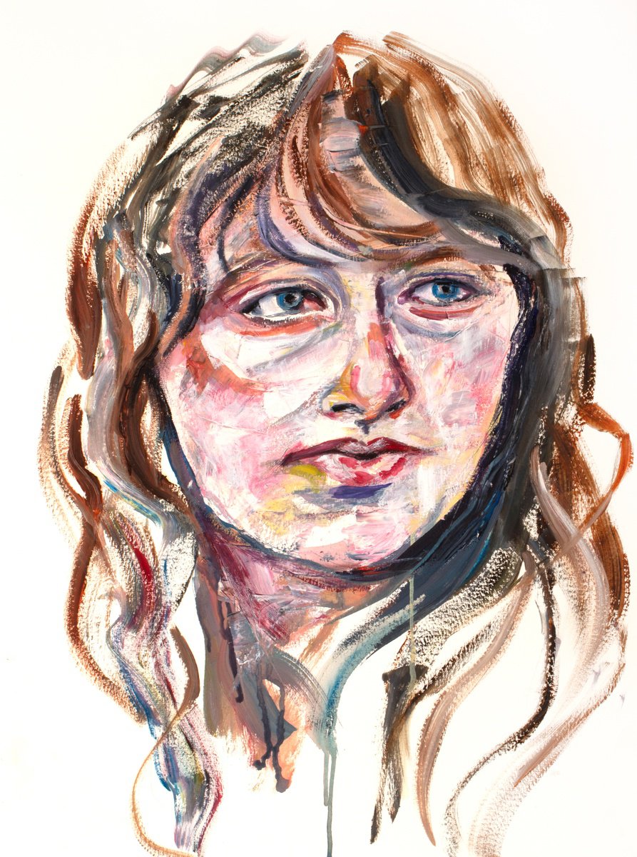 Expressive Portrait Oil Painting By Elizabeth Becker, 18 X 24, Observe, Original Artwork