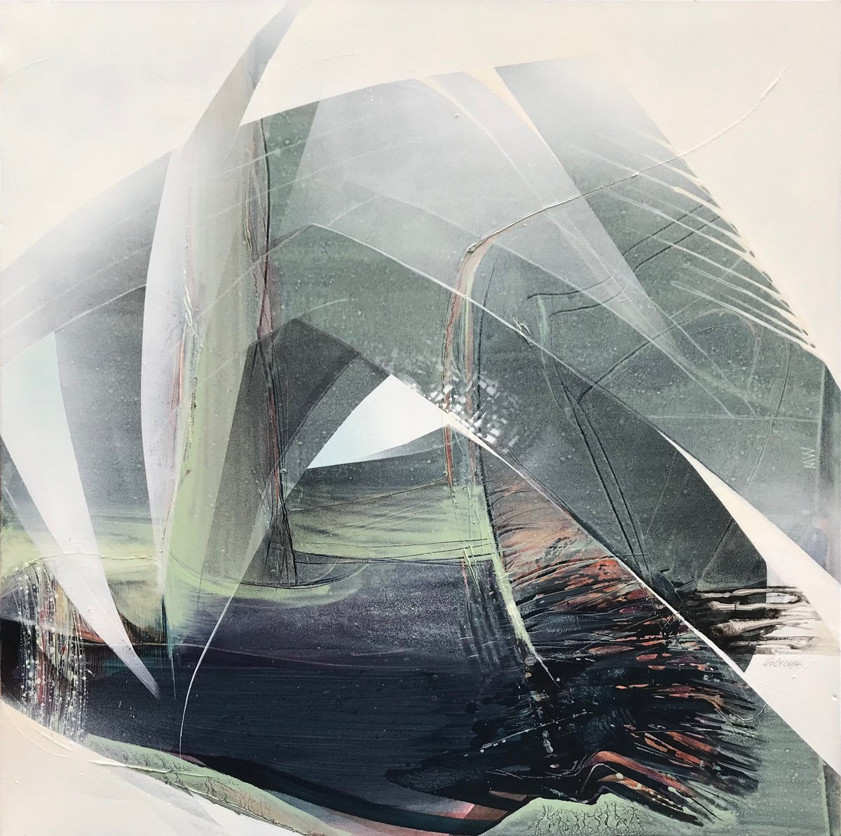 Organic Abstract Oil Painting By Marina Volkova, 39 X 39", Blue Pearl Of The Universe, Original Artwork