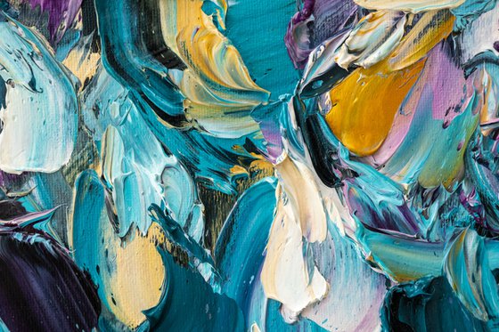 Turquoise Gold Impasto Art
