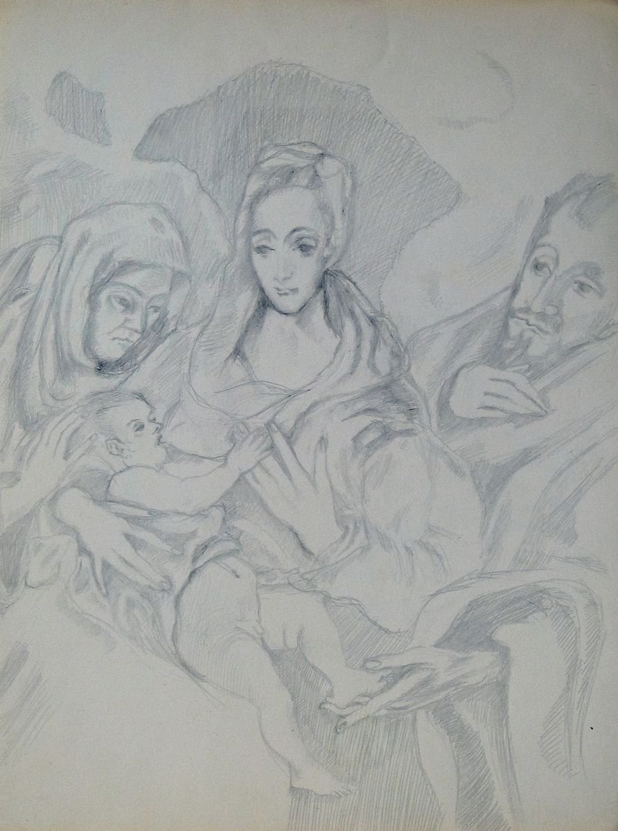 Nativity, A Study of Rubens, 24x32 cm by Frederic Belaubre