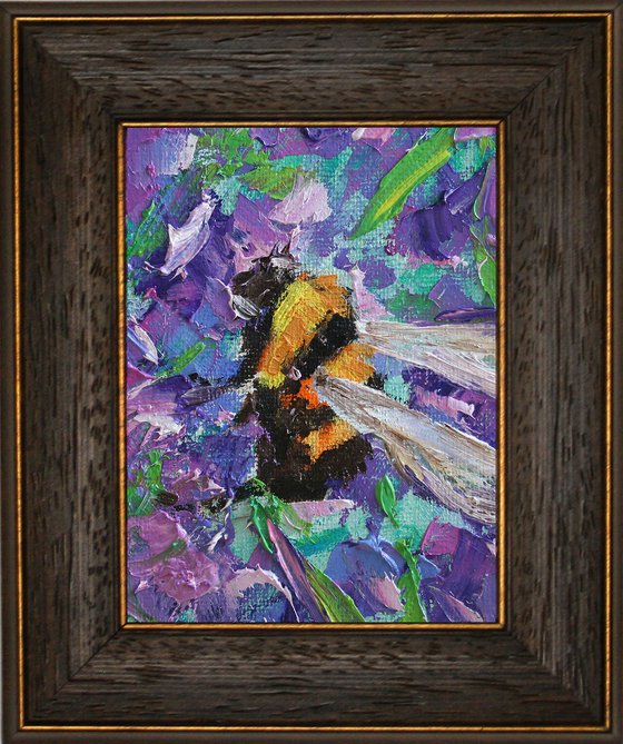 BUMBLEBEE 06... framed / FROM MY SERIES "MINI PICTURE" / ORIGINAL PAINTING