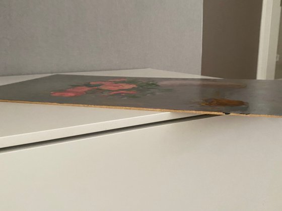 Still Life with Coral Roses