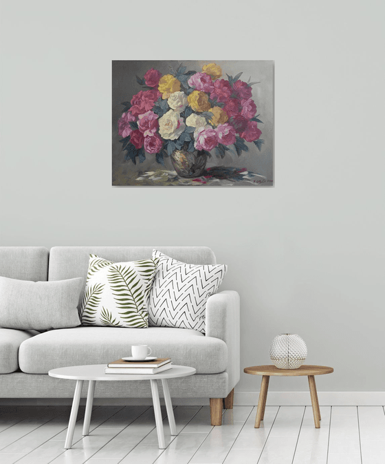 Roses(70x90cm, oil painting, palette knife)