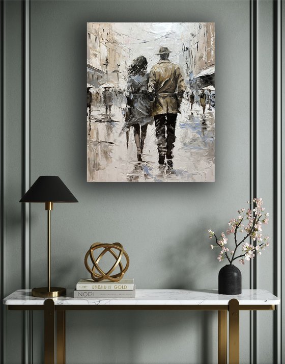 Love couple, shared path.