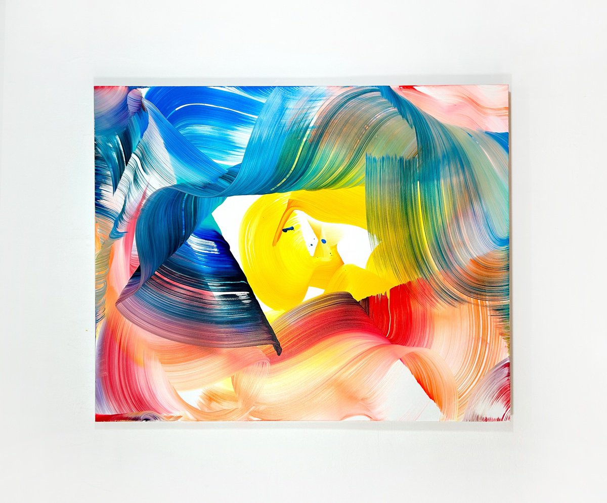 Organic Abstract Acrylic Painting By Nikolaos Schizas, 57 X 45", Bloom, Original Artwork