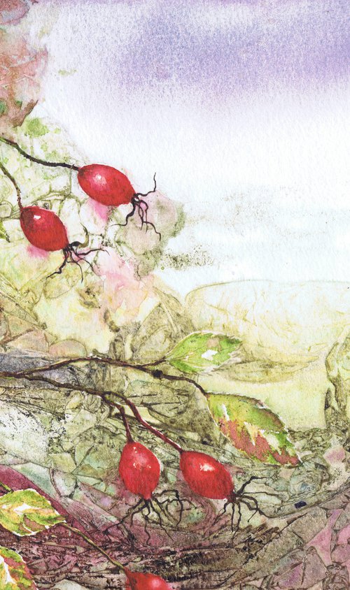 Autumn Abstract with Rosehips by Michele Wallington