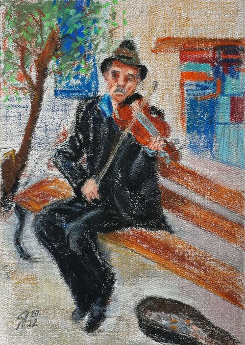 Violinist... /  ORIGINAL PAINTING by Salana Art Gallery