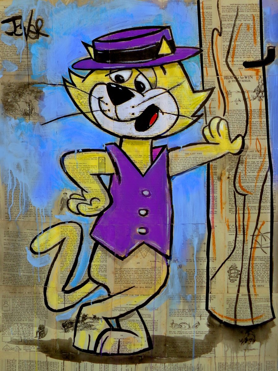 Urban And Pop Portrait Ink Drawing By Loui Jover, 32 X 43", Top Cat, Original Artwork