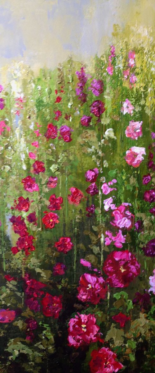 Hollyhocks by Colette Baumback