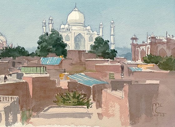 Taj Mahal from a rooftop. Agra. India