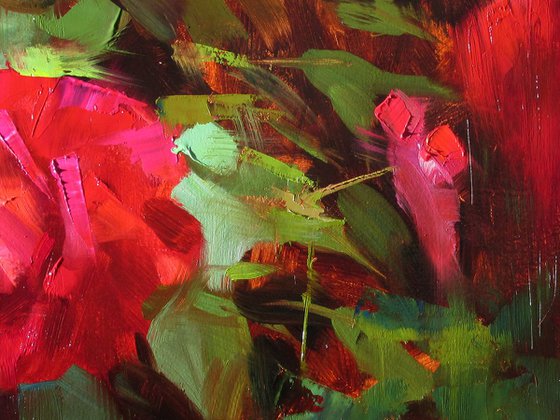 Red Rose Painting Oil on Canvas Macro Rose Picture 70x50 Cm -  Israel