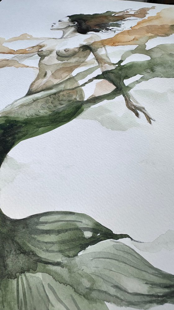 Ethereal Green Abstract Mermaid