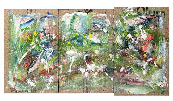 Sustainable art AB#306 Triptych Natura esplosiva