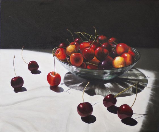 Cherries and Glass Bowl