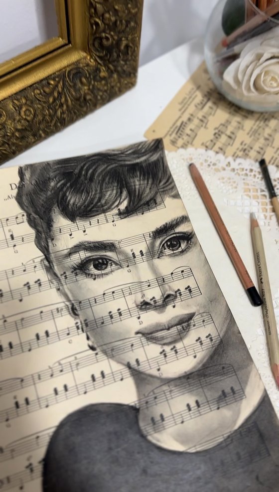 Audrey Hepburn on Vintage Sheet Music
