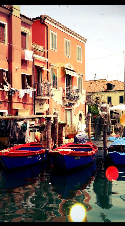 Venice sister town Chioggia in Italy - 60x80x4cm print on canvas 00840m1 READY to HANG by Kuebler