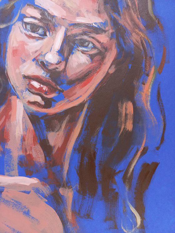 Acrylic woman portrait 29.7x21 cm