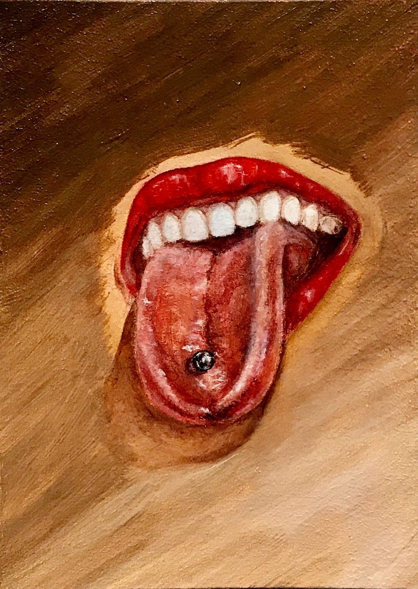 Photorealistic Portrait Oil Painting By Marina Deryagina, 5 X 7", Lips 2, Original Artwork