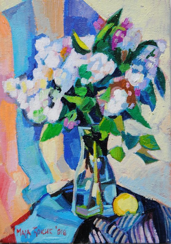 White summer flowers / 16.3 x 11.5 cm