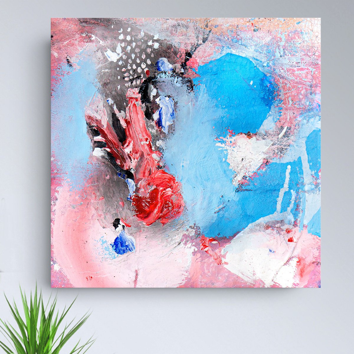 Organic Abstract Painting By Adriano Ribeiro, 12 X 12, Linear Kiss, Original Artwork