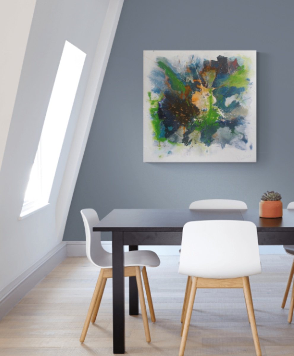 Abstract Painting By Christa Haack, 35 X 35, Colourful World, Original Artwork