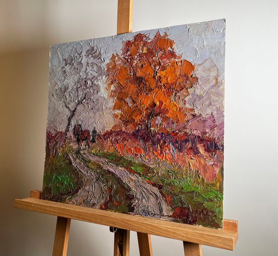 A Horse is Walking Along the Path