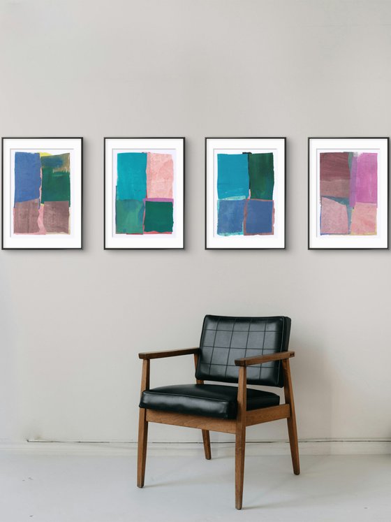 Set of 4 abstract wall art