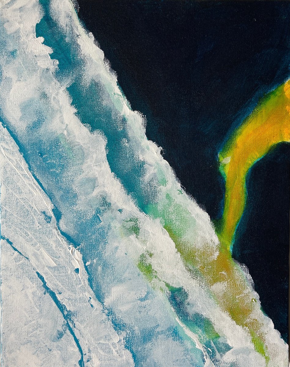 Impressionistic Landscape Acrylic Painting By Phil Randles, 13 X 17", The Yellow River V, Original Artwork